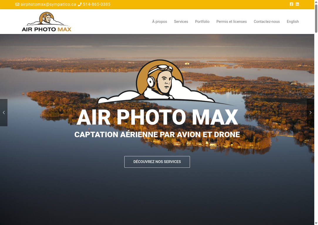 Site Vitrine pour Photographie Aérienne Professionnelle